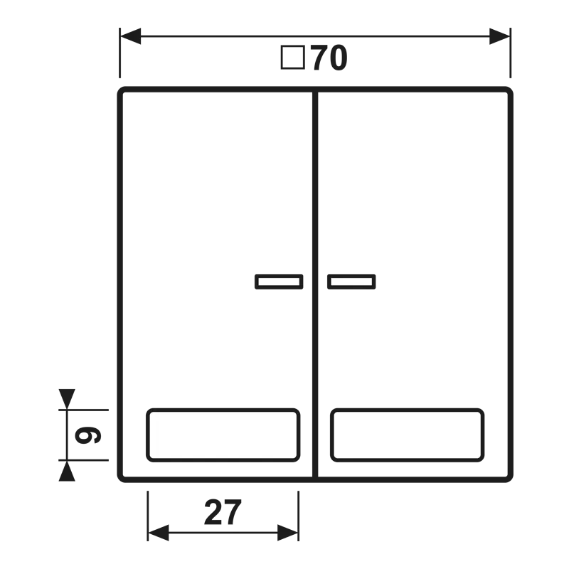 Jung Wippe 2fach mit Lichtleiter, mit Schriftfeld, Duroplast, Serie LS, weiß LS995NAKO5