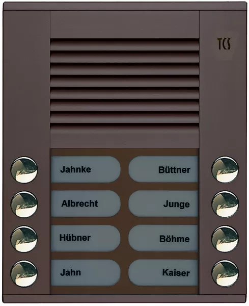 TCS Audio Außenstation Serie PES 8 Klingeltasten (rechts-/ linksbündig), AP bronze PES08-EB/04