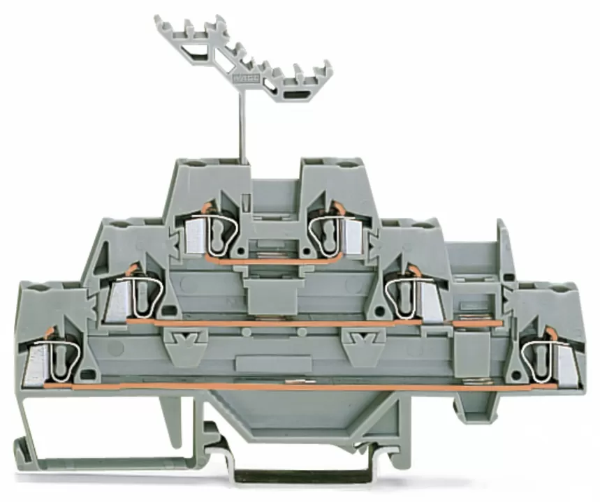 WAGO Dreistockklemme;Durchgangs-/Durchgangs-/Durchgangsklemme;für Tragschiene 35 x 15 und 35 x 7,5;grau/grau/grau 280-549