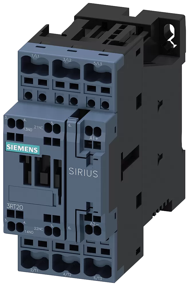 Siemens Schütz, AC-3e, 25 A/11 kW/400V, 3-polig, DC 24V, 1S+1Ö, Federzuganschluss 3RT20262BB40