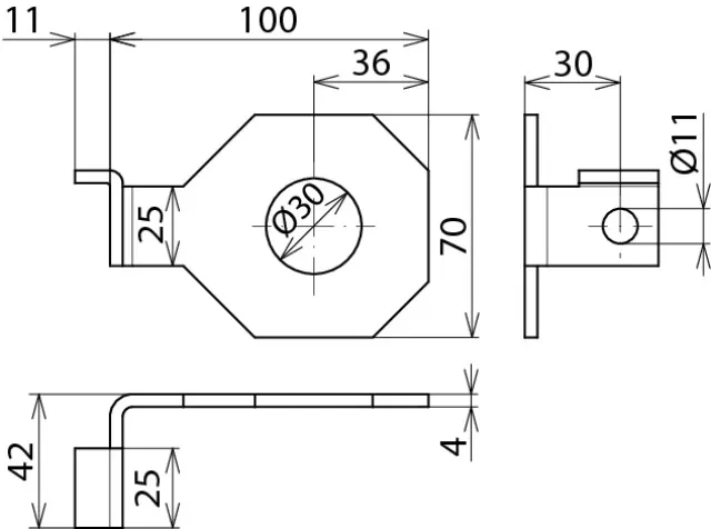 Dehn Anschlussbügel IF1 abgewinkelt Bohrdurchmesser d1 30 mm 923330