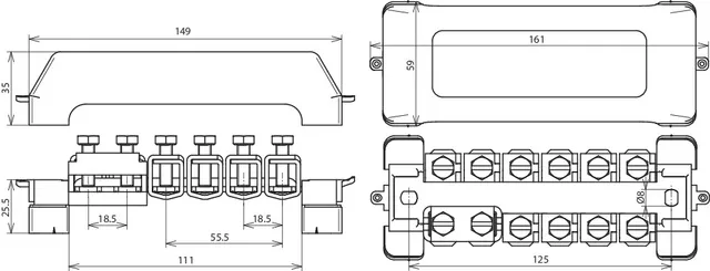 Dehn Potentialausgleichschiene  K 12 m. Abdeckhaube UV-beständig 563201