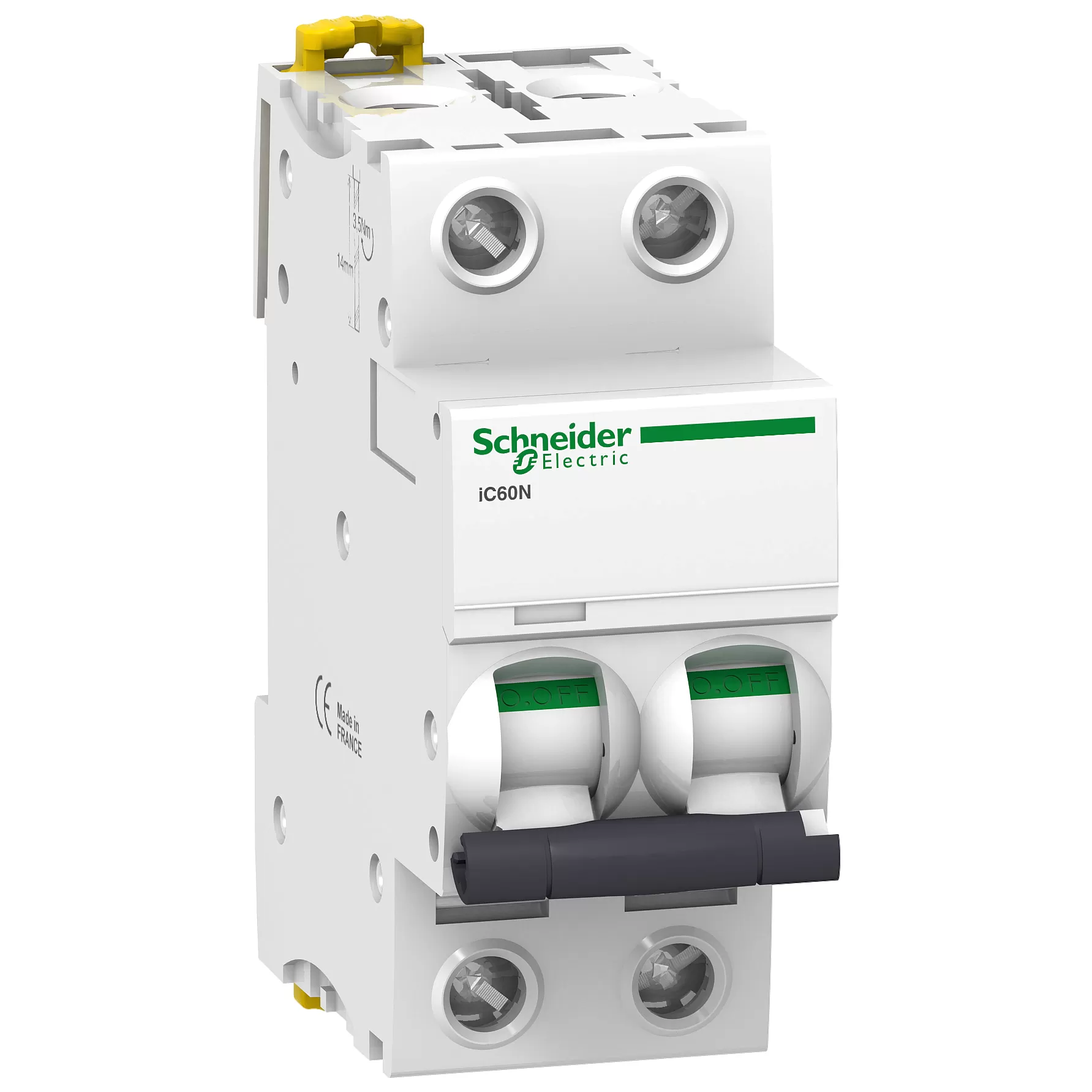 Schneider Electric Leitungsschutzschalter iC60N, 2P, 63A, D Charakteristik A9F05263