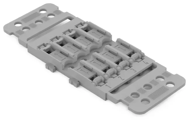 WAGO Befestigungsadapter mit Zugentlastung;4-fach;für Durchgangsverbinder mit Hebel;grau 221-2504