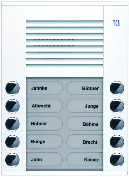 TCS Audio Außenstation Serie PES 10 Klingeltasten (rechts-/ linksbündig), AP weiß PES10-WS/04