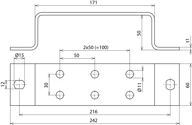 Dehn Erdungsschiene St/tZn f. Potentialaus- gleich m. 2 x 3 Anschlüsse 472022