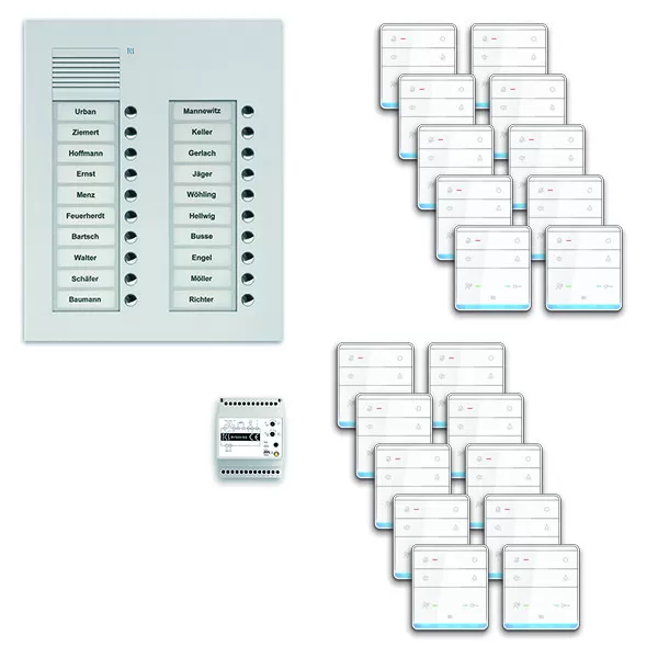 TCS audio:pack UP für 20 Wohneinheiten, mit Außenstation PUK 20 Klingeltasten 2-spaltig + 20x Freisprecher ISW5010 + Steuergerät BVS20 PPUF20/2-EN/01