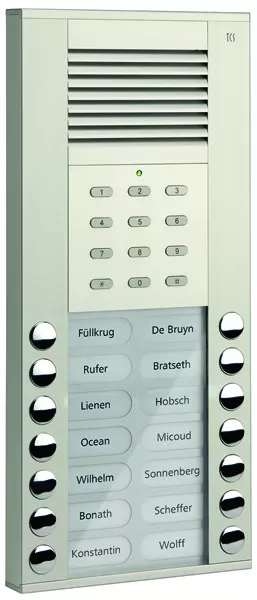 TCS Audio Außenstation Serie ASE 14 Klingeltasten (rechts-/linksbündig) mit integriertem Codeschloss, AP silber ASE51140-0010