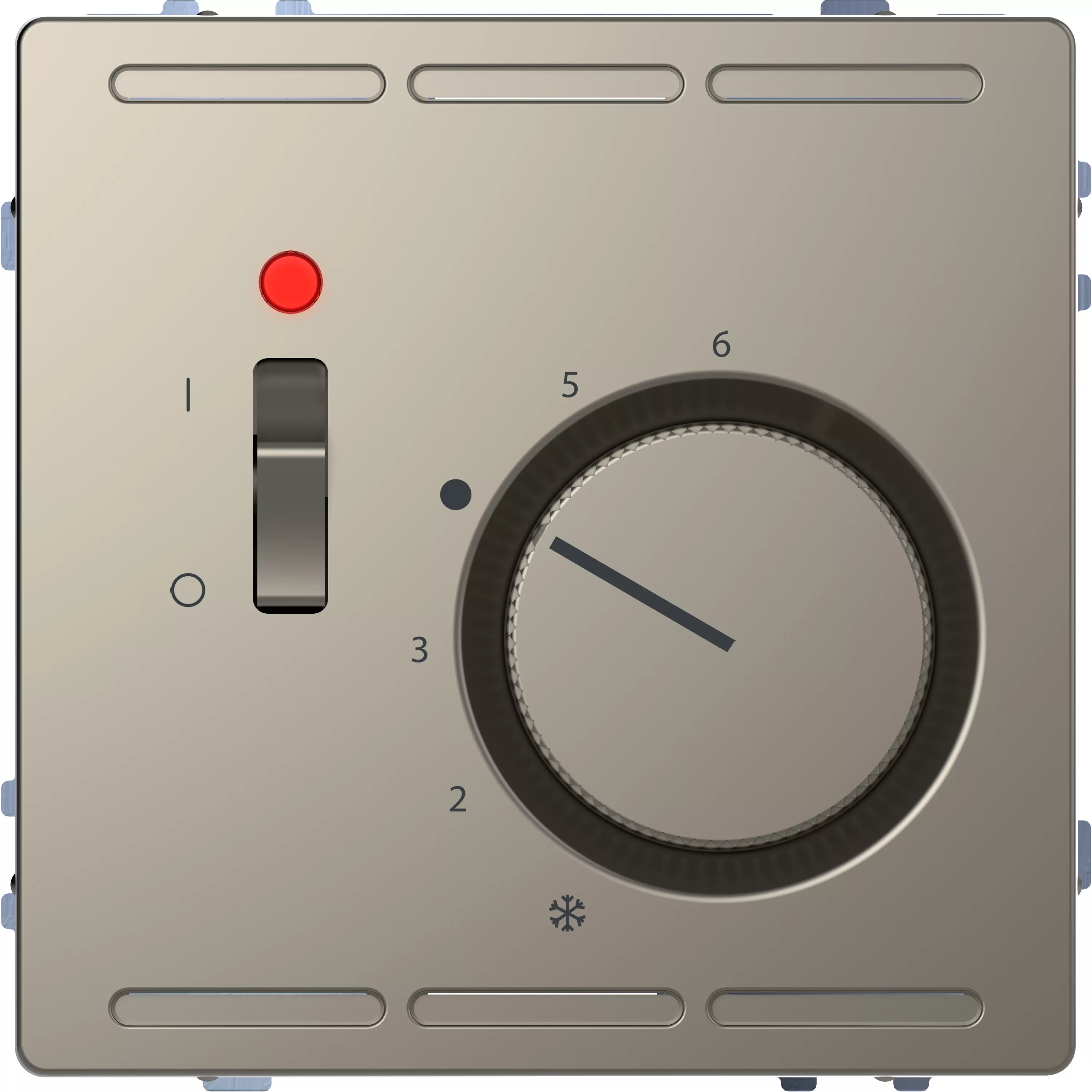 Merten Raumtemperaturregler 24 V mit Schalter und Zentralplatte, Nickelmetallic, System Design MEG5761-6050