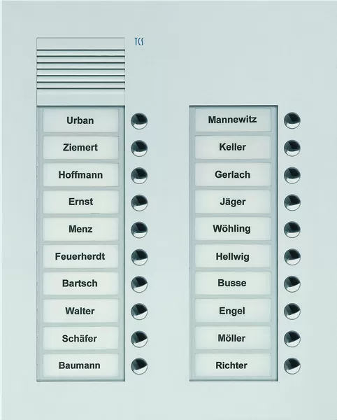 TCS Audio Außenstation Serie PUK 20 Klingeltasten (rechtsbündig), 2-spaltig, UP silber PUK20/2-EN