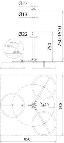 Dehn Variables Dreibeinstativ gr.m.PA-Element f. HVI-power-Leitung D 27mm -SET- 105467