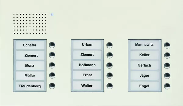 TCS Audio Außenstation Serie PUK 15 Klingeltasten (rechtsbündig), 3-spaltig, UP weiß PUK15/3-WS