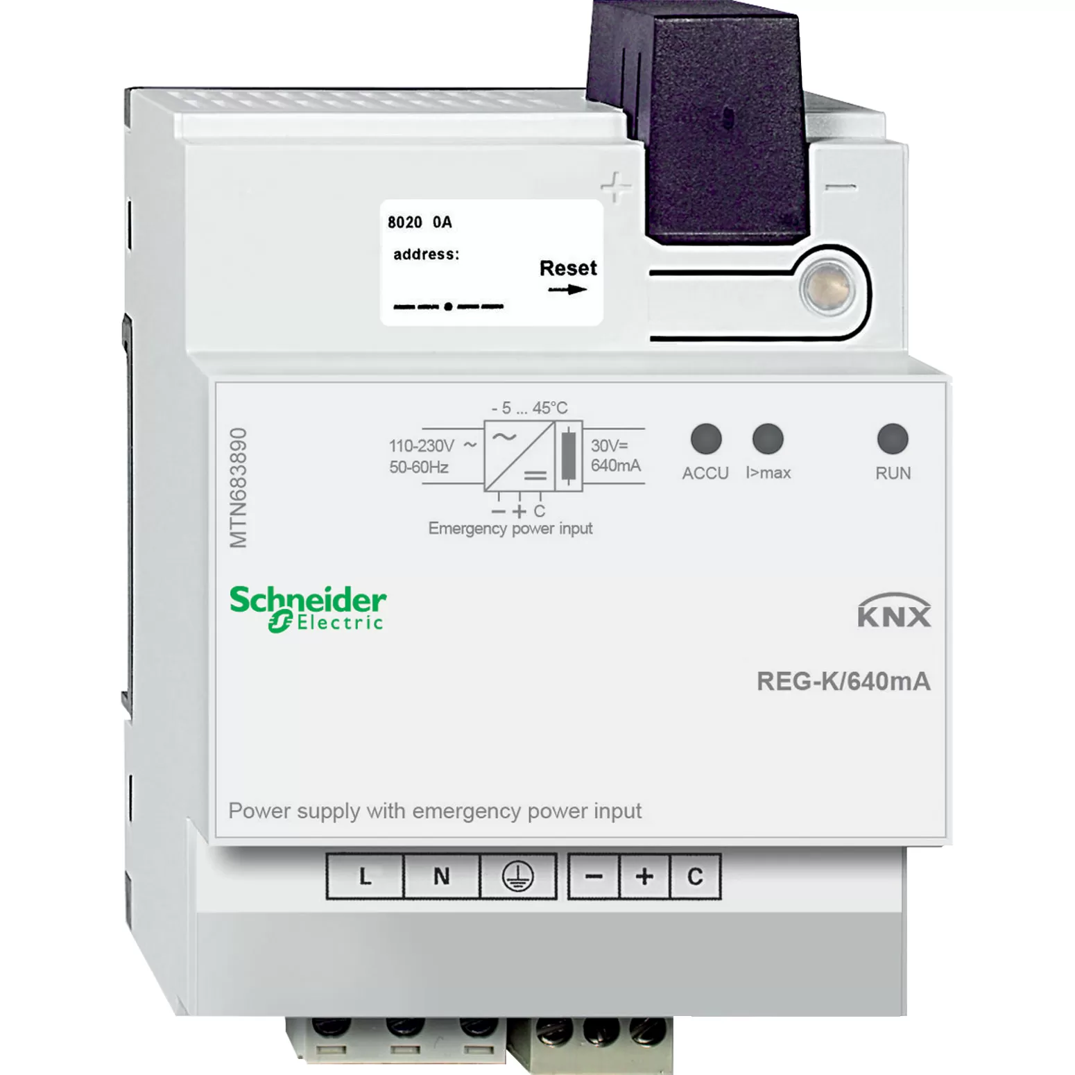 Schneider Electric KNX Spannungsversorgung REG-K/640 mA mit Notstromeingang, lichtgrau MTN683890