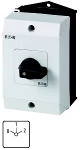 Eaton Umschalter, T0, 20 A, Aufbau, 3 Baueinheit(en), Kontakte: 6, 60 °, rastend, mit 0-Stellung, 0-1-2, Abwicklungs Nr. 8451 207133