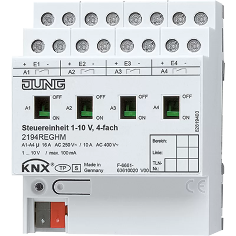 Jung KNX Steuereinheit 1 – 10 V 4fach REG 2194REGHM