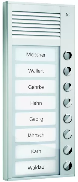 TCS Audio Außenstation Serie PAK 8 Klingeltasten (rechtsbündig), AP silber PAK08-EN