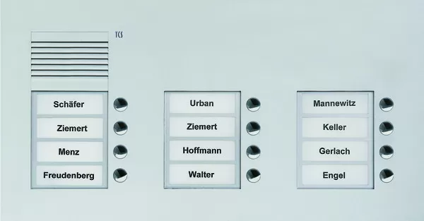 TCS Audio Außenstation Serie PUK 12 Klingeltasten (rechtsbündig), 3-spaltig, UP silber PUK12/3-EN