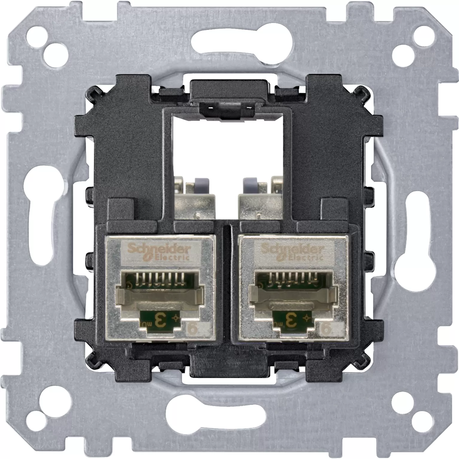 Merten Tragplatte 2fach mit Anschlußmodul Schneider Electric - Actassi RJ45 Cat6A STP MEG4576-0022