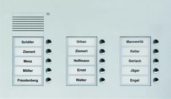 TCS Audio Außenstation Serie PUK 15 Klingeltasten (rechtsbündig), 3-spaltig, UP silber PUK15/3-EN