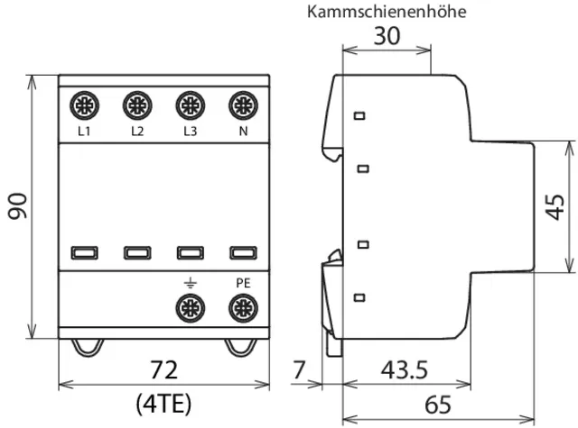 Dehn Anwendungsopt. Kombi-Ableiter DEHNshield Typ 1+2 für dreiphasige TN-S-Systeme 941400