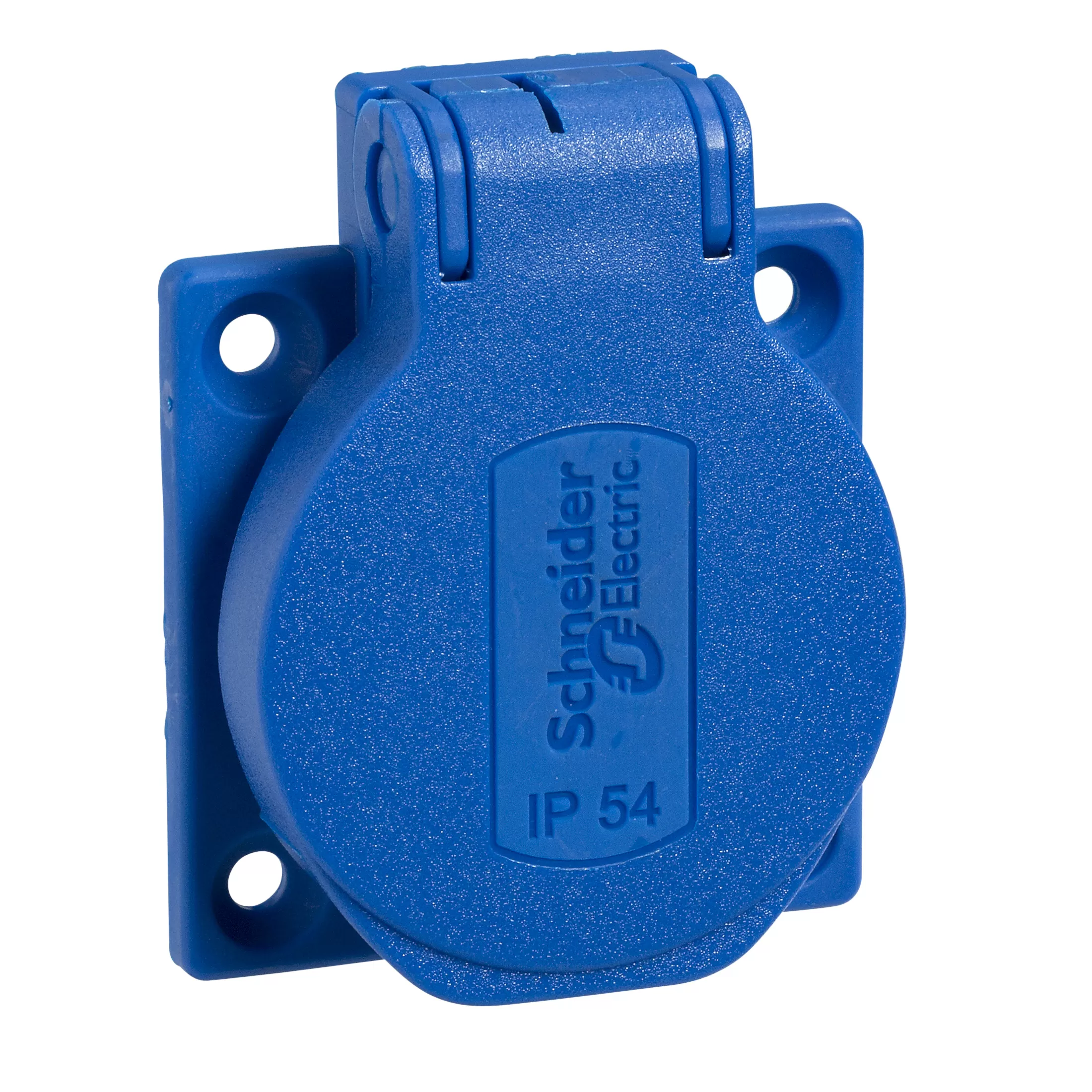 Schneider Electric Schukosteckdose, blau, 2p+E, 10/16A, 250 V, für DE, IP54, 50x50mm PKS52B