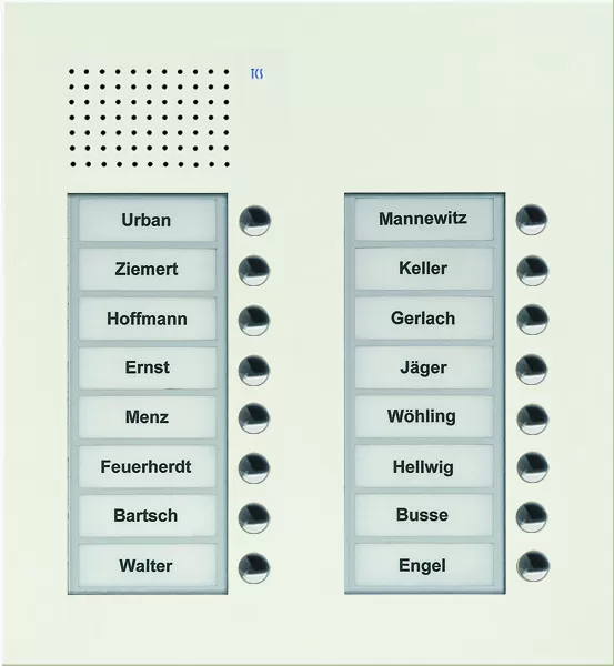 TCS Audio Außenstation Serie PUK 16 Klingeltasten (rechtsbündig), 2-spaltig, UP weiß PUK16/2-WS