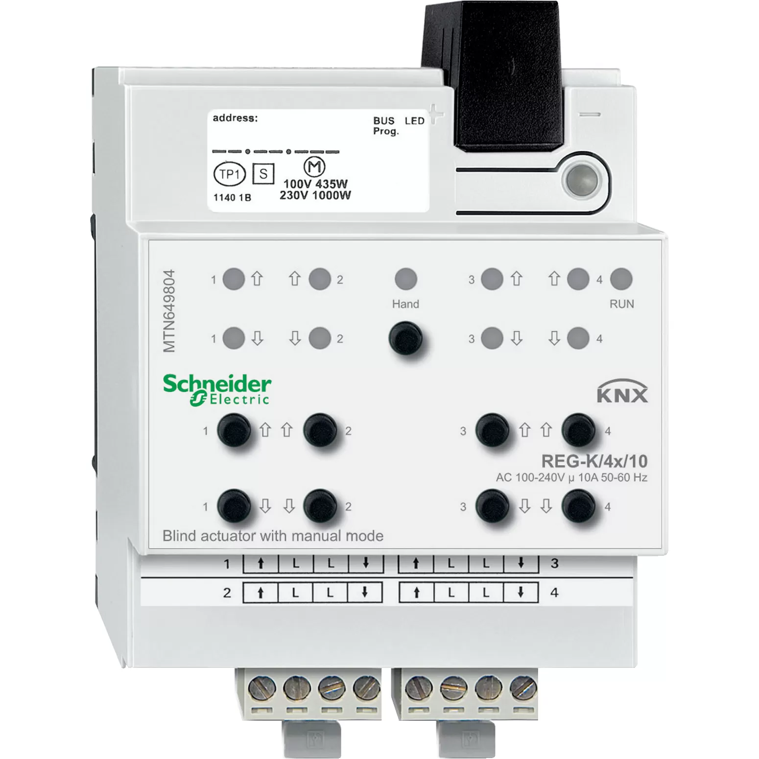 Schneider Electric Jalousieaktor REG-K/4x/10 mit Handbetätigung, lichtgrau MTN649804