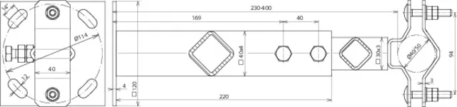 Dehn Wandbefestigung  St/tZn-NIRO für Rohre D 40-50mm Wandabstand variabel 230-400mm 105347