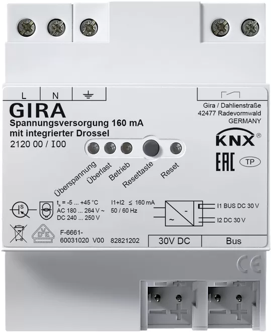 Gira Spannungsversorgung 160 mA Drossel KNX REG 212000