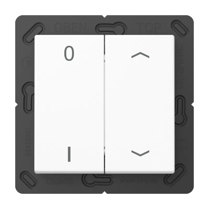 Jung EnOcean Funk-Wandsender 4-kanalig, Symbole 0 I und Pfeil, Serie A, alpinweiß ENOA595P01WW