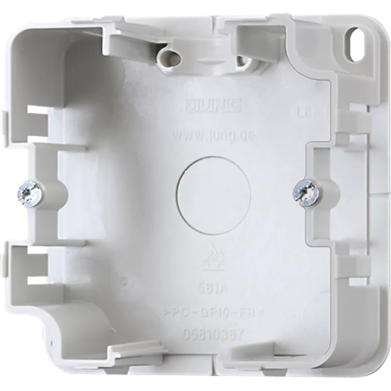 Jung Montagegehäuse für Aufputz-Kappen 1fach, senkrechte und waagerechte Montage, Thermoplast 581A