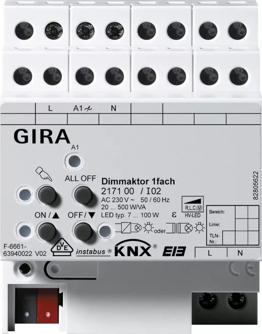 Gira Dimmaktor 1f 500 W/VA KNX REG 217100