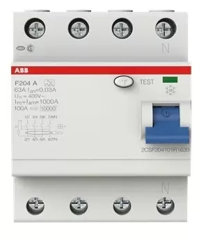 ABB F204A-63/0,03 FI-Schutzschalter 4P,Typ A,63A,30mA 2CSF204101R1630