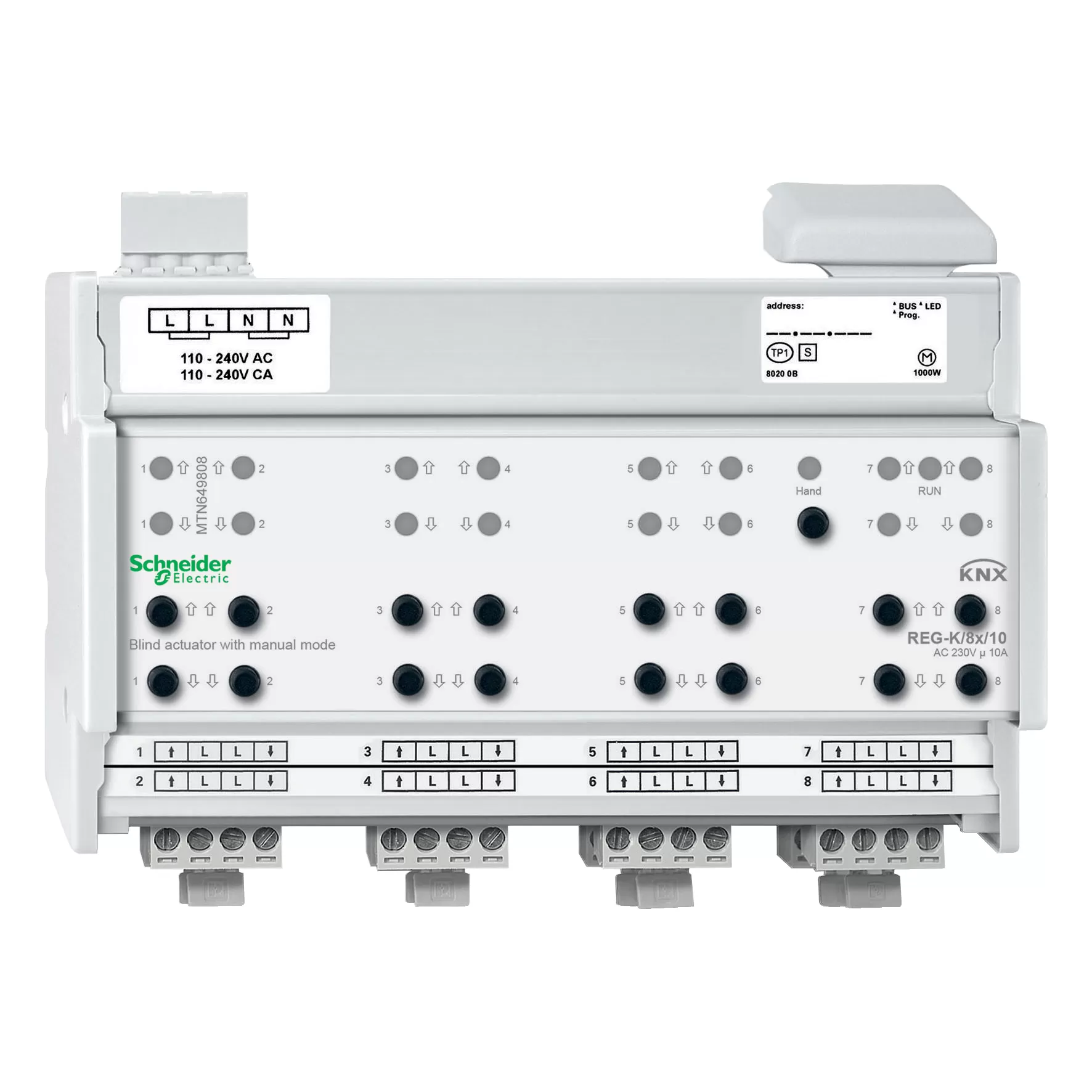 Schneider Electric Jalousieaktor REG-K/8x/10 mit Handbetätigung, lichtgrau MTN649808