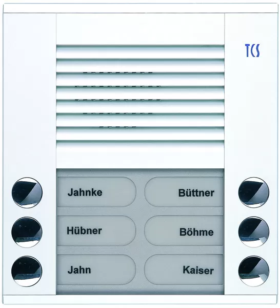 TCS Audio Außenstation Serie PES 6 Klingeltasten (rechts-/ linksbündig), AP weiß PES06-WS/04