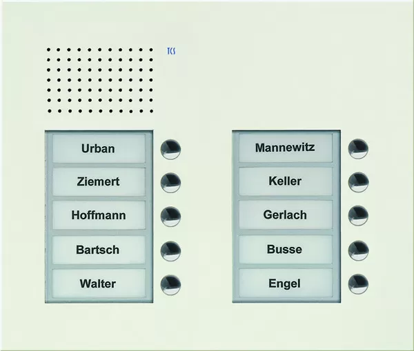 TCS Audio Außenstation Serie PUK 10 Klingeltasten (rechtsbündig), 2-spaltig, UP weiß PUK10/2-WS