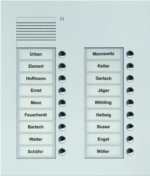 TCS Audio Außenstation Serie PUK 18 Klingeltasten (rechtsbündig), 2-spaltig, UP silber PUK18/2-EN