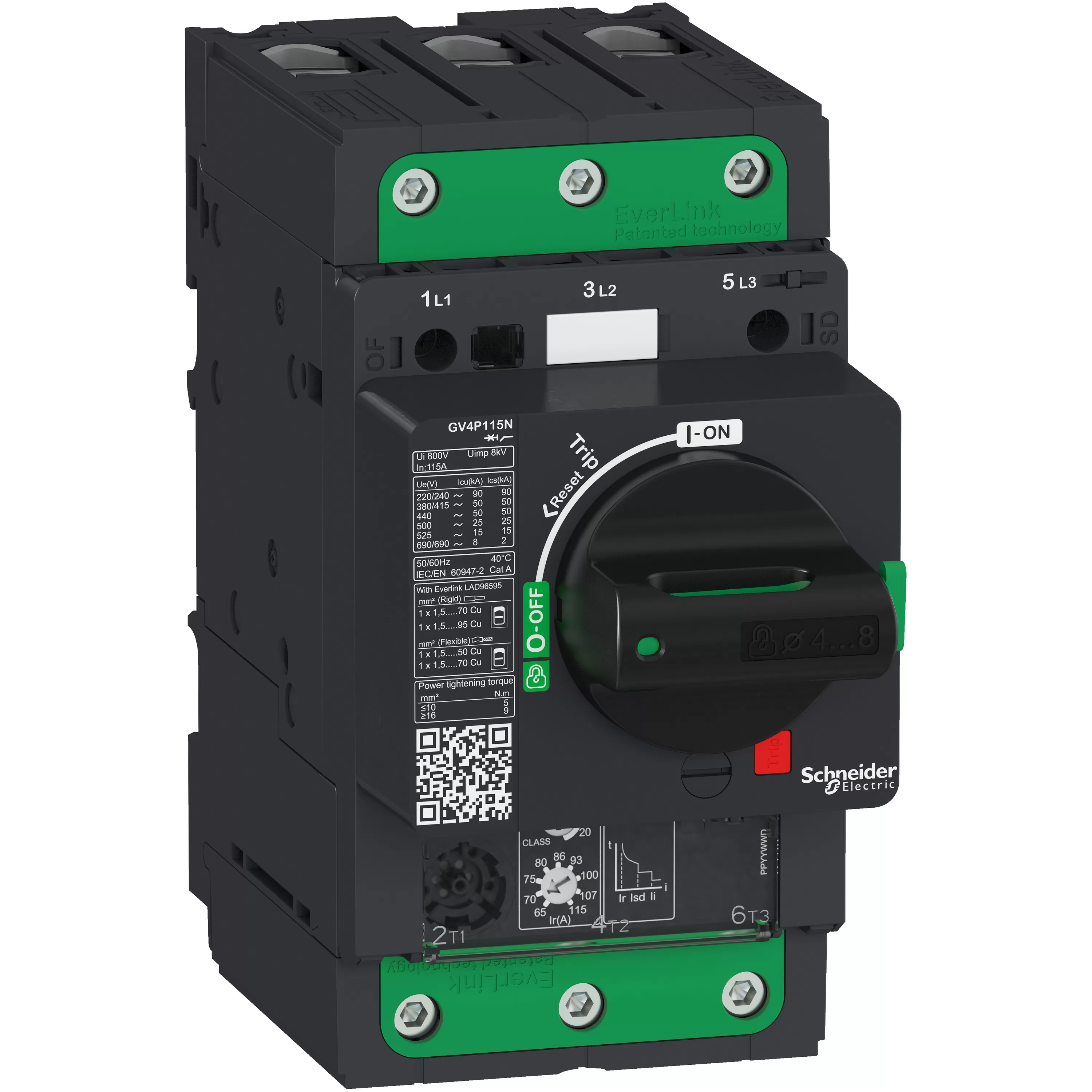 Schneider Electric Motorschutzschalter TeSys GV4 - 115A 3P 25kA - EvLink - Drehantrieb GV4P115B