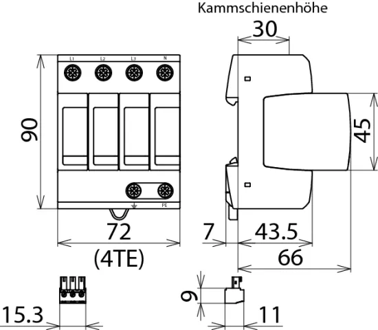 Dehn Überspannungsableiter Typ 2 DEHNguard M 4-polig für TN-S-Systeme 952405