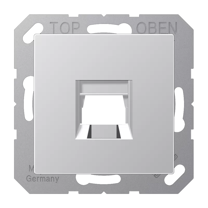 Jung Abdeckung (gerastet) für Modular-Jack-Steckbuchsen 1fach, UMA-CAT6A, RADIALL, Panduit, Assmann, Thermoplast lackiert, Serie A, aluminium A1569-1WEAL