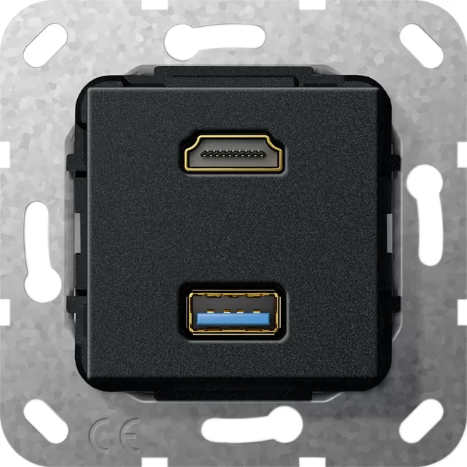 Gira HDMI™ USB 3.0 A Kpl. Einsatz Schwarz m 567810