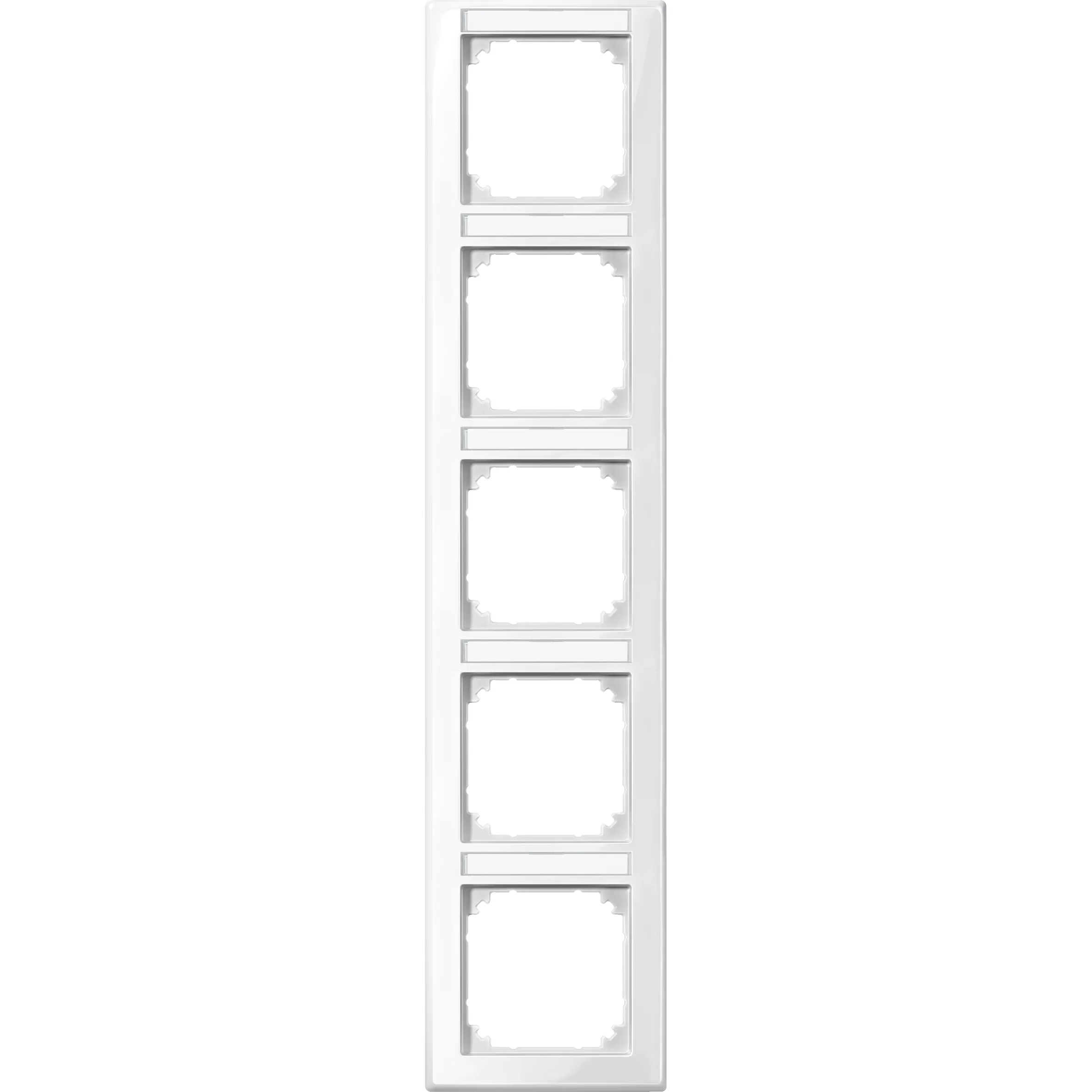 Merten M-SMART-Rahmen, 5fach mit Beschriftungsträger, senkrechte Montage, polarweiß glänzend 470519