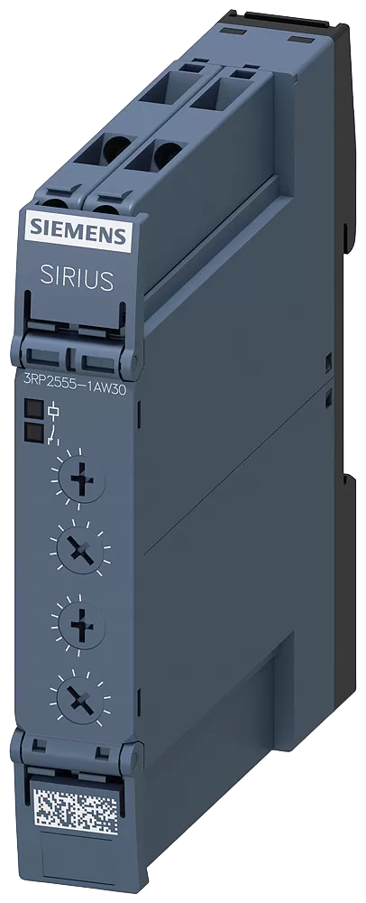 Siemens Zeitrelais, Blinkrelais asymmetrisch 1W, 2x 7 Zeitbereiche, 0,05s-100h 3RP25551AW30