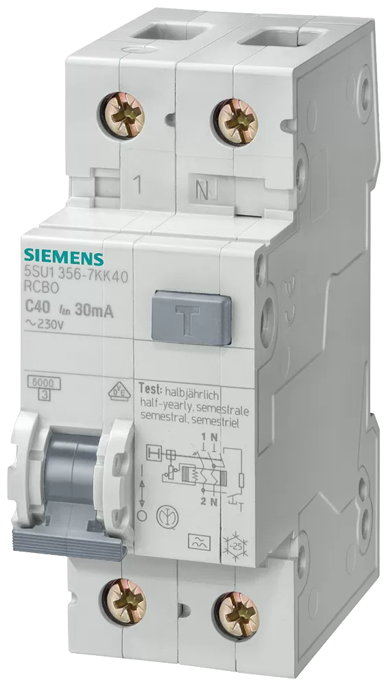 Siemens 5SU1 FI/LS Typ A 30mA C6 6kA 1+N 2TE, Grossverpackung 36 Stück 5SU13567GV06