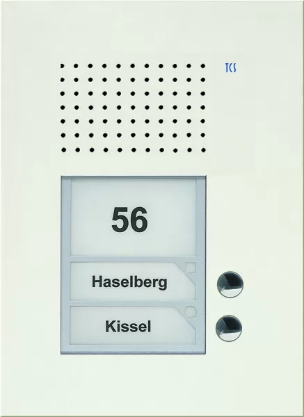 TCS Audio Außenstation Serie PUK 2 Klingeltasten (rechtsbündig), 1-spaltig, UP weiß PUK02/1-WS