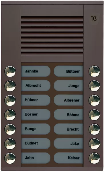 TCS Audio Außenstation Serie PES 14 Klingeltasten (rechts-/ linksbündig), AP bronze PES14-EB/04