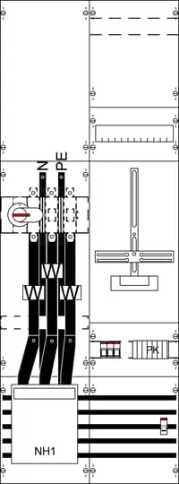 Striebel & John KA4275 Mess- und Wandlerfeld BH5 vorverdrahtet mit Zählerkreuz KA4275