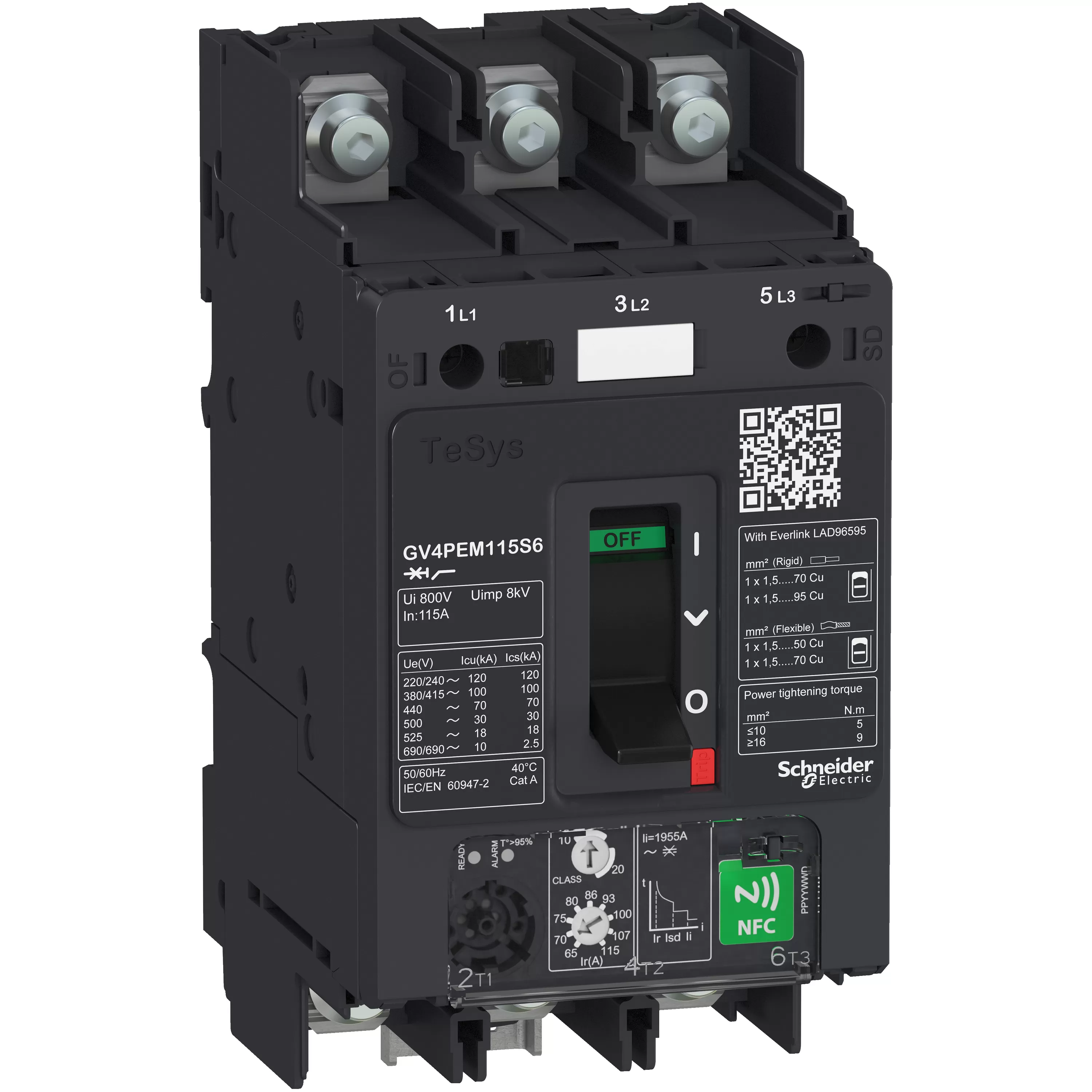 Schneider Electric Motorschutzschalter NFC Multi. TeSys GV4 - 2A 3P 50kA - Kipphebel GV4PEM02N6