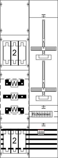 Striebel & John KA4202 Mess- und Wandlerfeld H5/B2 vorverdrahtet mit Zählerkreuz KA4202