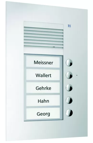 TCS Audio Außenstation Serie PUK 5 Klingeltasten (rechtsbündig), 1-spaltig, UP silber PUK05/1-EN